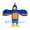 Bird Mascot Costume in Blue with Orange Belly and Wide Wings