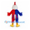 Rooster Mascot Costume with Red and Blue Body and White Head