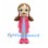 Girl Mascot Costume with Brown Pigtails and Pink Coat
