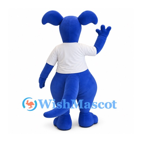 Dog Mascot Costume in Blue with White Shirt and Large Ears