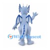 Dragon Mascot Costume in Light Blue with Red Belly and Wings