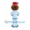 Boy Mascot Costume with Red Fez and Pale Blue Uniform
