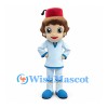 Boy Mascot Costume with Red Fez and Pale Blue Uniform