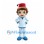 Boy Mascot Costume with Red Fez and Pale Blue Uniform