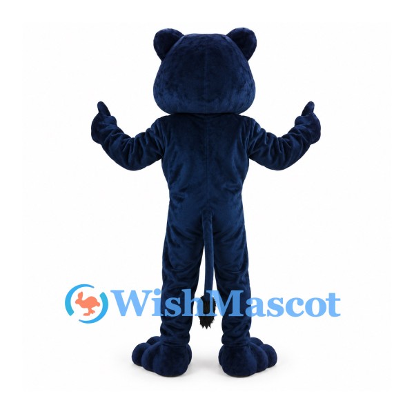 Panther Mascot Costume in Navy Blue with White V Neck Trim