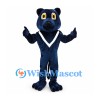 Panther Mascot Costume in Navy Blue with White V Neck Trim