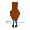 Grandfather Clock Mascot Costume with Brown Case and Gold Pendulum