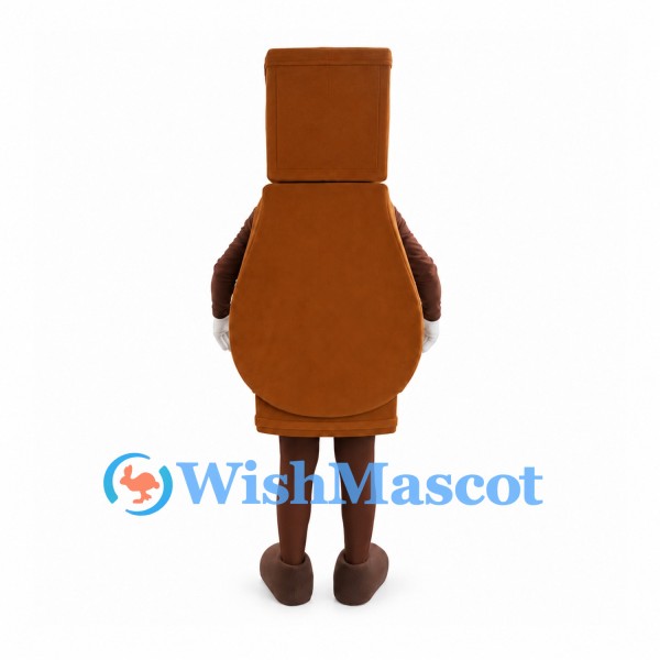 Grandfather Clock Mascot Costume with Brown Case and Gold Pendulum