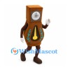 Grandfather Clock Mascot Costume with Brown Case and Gold Pendulum