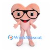 Heart Mascot Costume in Pink with Large Black Glasses