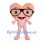 Heart Mascot Costume in Pink with Large Black Glasses