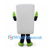 Digital Meter Mascot Costume in Gray with Green Gloves and Shoes