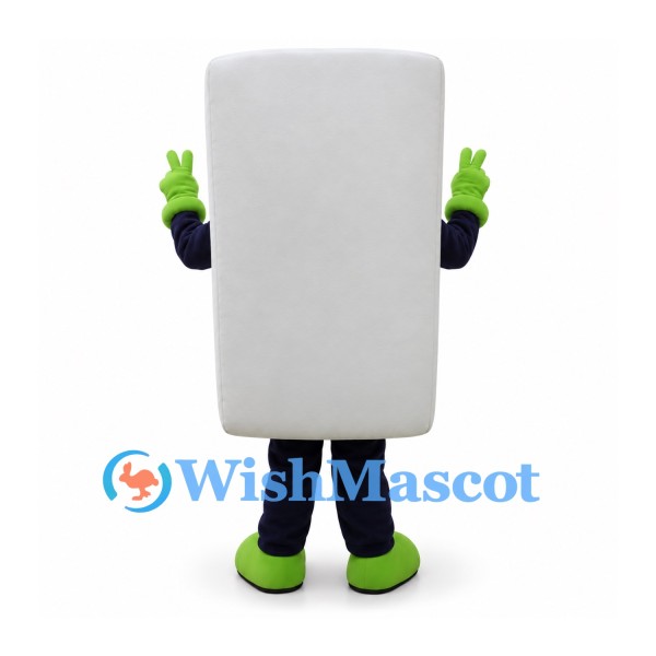Digital Meter Mascot Costume in Gray with Green Gloves and Shoes