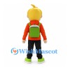 Boy Mascot Costume with Orange Hoodie and Green Backpack