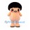 Doll Mascot Costume with Black Bob Hair and Peach Body