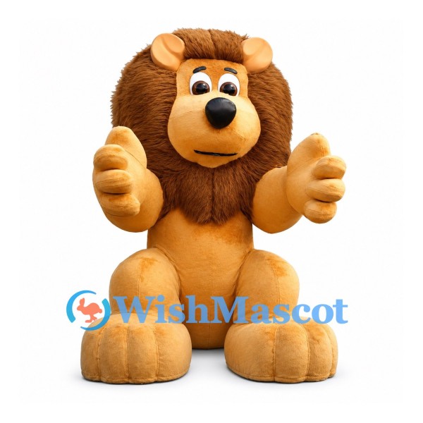 Lion Mascot Costume with Large Brown Mane and Oversized Paws