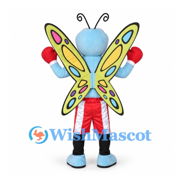 Butterfly Mascot Costume with Colorful Wings and Red Boxing Gloves