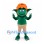 Goblin Mascot Costume in Green with Orange Hard Hat and Beige Shorts
