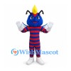 Insect Mascot Costume with Blue Head and Red Blue Striped Body