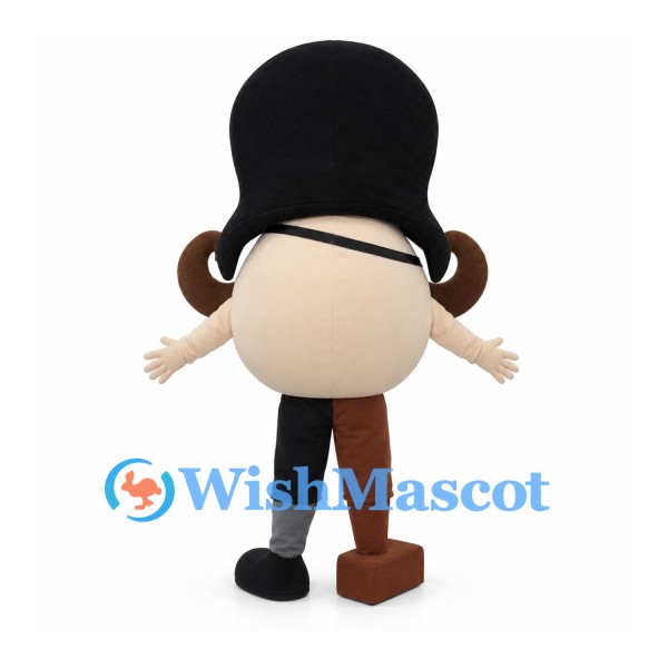 Gentleman Mascot Costume with Tall Black Hat and Curled Mustache