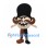 Gentleman Mascot Costume with Tall Black Hat and Curled Mustache