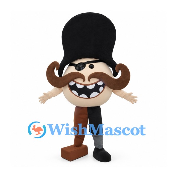 Gentleman Mascot Costume with Tall Black Hat and Curled Mustache