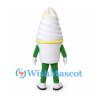 Soft Serve Ice Cream Mascot Costume with White Swirl and Green Limbs