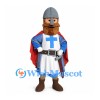Knight Mascot Costume with Blue Cross Tunic and Red Cape