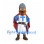 Knight Mascot Costume with Blue Cross Tunic and Red Cape