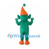 Elf Mascot Costume in Green with Orange Cone Hat and Star