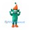 Elf Mascot Costume in Green with Orange Cone Hat and Star
