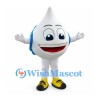 Water Drop Mascot Costume in White with Blue Backpack
