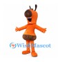 Antelope Mascot Costume in Orange with Brown Muzzle and Short Horns