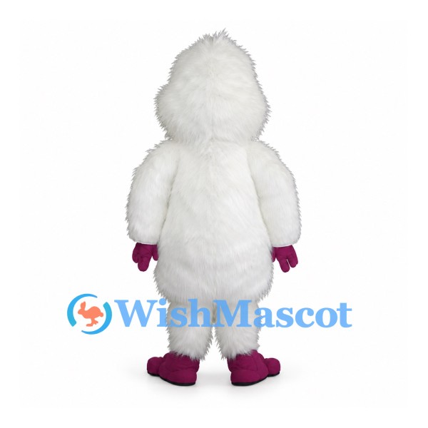 Yeti Mascot Costume in White with Purple Hands and Feet