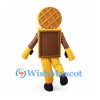 Waffle Mascot Costume with Chocolate Panel and Yellow Striped Pants