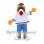 Parrot Mascot Costume with White Sailor Shirt and Blue Shorts