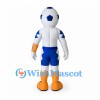 Soccer Ball Mascot Costume with Muscular White Body and Blue Shorts