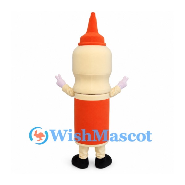 Glue Bottle Mascot Costume with Orange Nozzle and Cream Body
