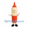 Glue Bottle Mascot Costume with Orange Nozzle and Cream Body