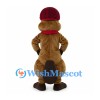 Beaver Mascot Costume with Red Knit Cap and Red Scarf
