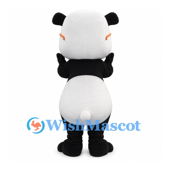 Panda Mascot Costume with Orange Glasses and Black Bow Tie