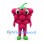 Raspberry Mascot Costume in Magenta with Green Leaf Crown