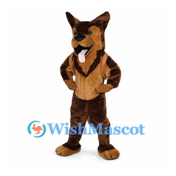German Shepherd Dog Mascot Costume with Tan Utility Vest