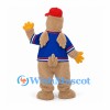 Bird Mascot Costume with Blue Sports Jersey and Red Cap