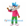 Fox Mascot Costume with Pink Shirt and Green Pants