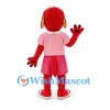 Dog Mascot Costume in Red with Pink Shirt and Shorts