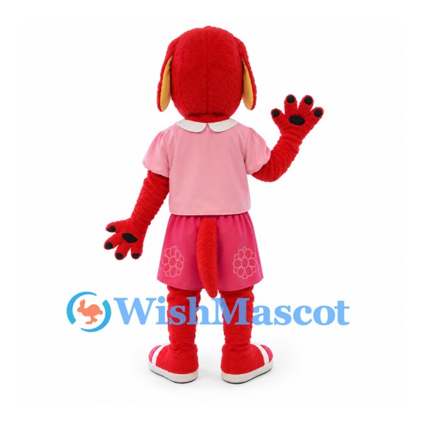 Dog Mascot Costume in Red with Pink Shirt and Shorts