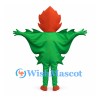Leaf Mascot Costume in Green with Orange Leaf Head