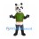 Panda Mascot Costume with Green Shirt and White Shorts