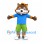 Squirrel Mascot Costume with Blue Shirt and Green Shorts